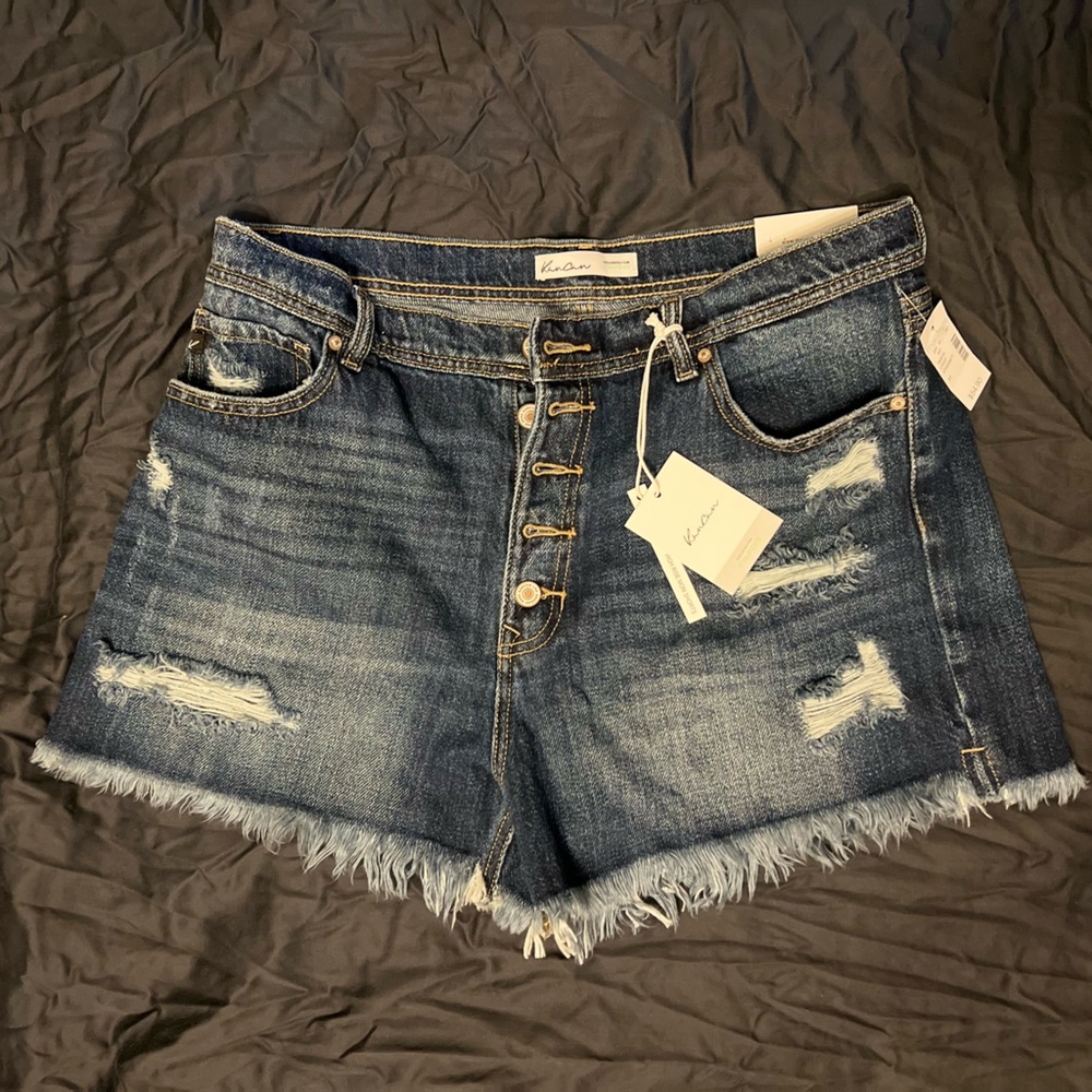 KanCan NWT KanCan High Rise Ripped Button Fly Raw Hem Denim Shorts - New Women